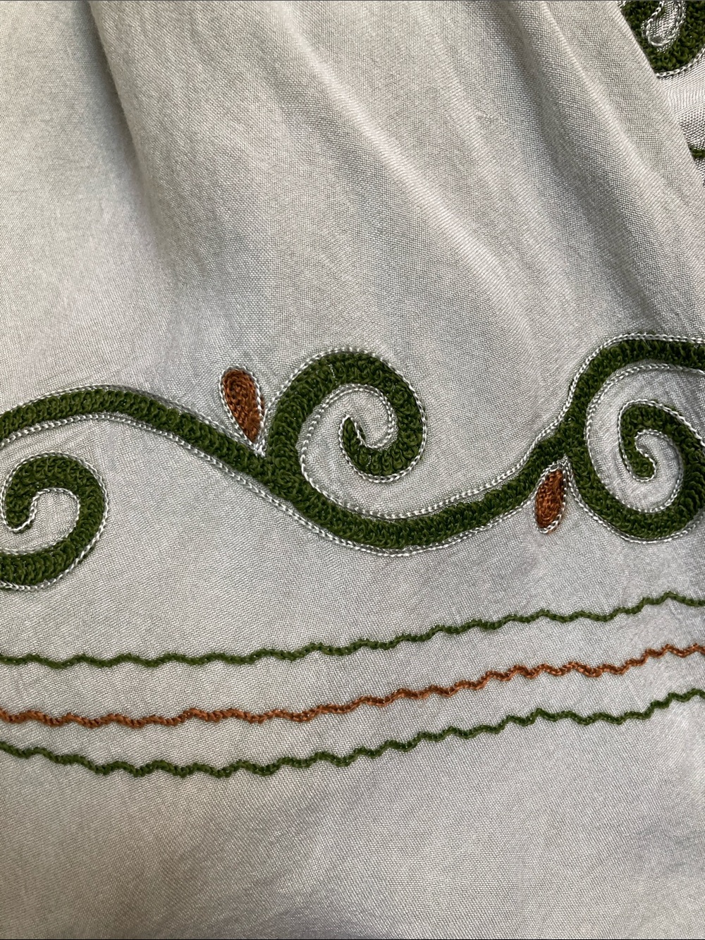 Indian Viscose Adjustable Maxi Dress Light Green with Gorgeous Hand Embroidery - Picture 7 of 9